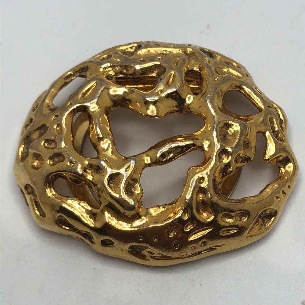 Brutalist design Scarf Ring Vintage marked Lieba USA